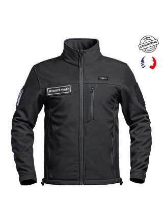 VESTE SOFTSHELL SÉCU-ONE FLAP SECURITE PRIVEE NOIR