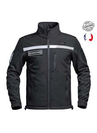 VESTE SOFTSHELL SÉCU-ONE HV-TAPE SECURITE PRIVEE NOIR