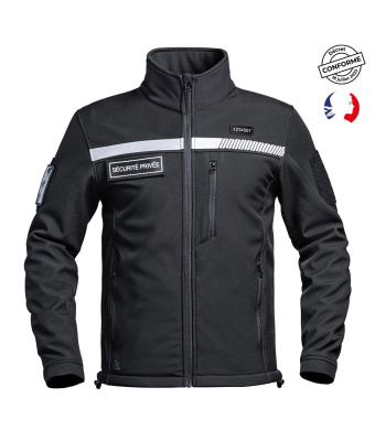 VESTE SOFTSHELL SÉCU-ONE HV-TAPE SECURITE PRIVEE NOIR