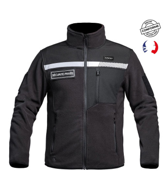 VESTE POLAIRE SÉCU-ONE HV-TAPE SECURITE PRIVEE NOIR