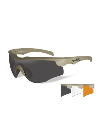 LUNETTES DE PROTECTION BALISTIQUES ROGUE COMM TAN ECRANS FUME/INCOLORE/ORANGE