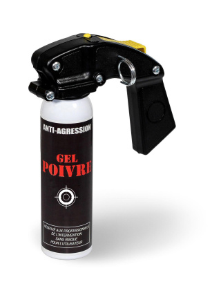 AEROSOL LACRYMOGENE ANTI-AGRESSION GEL POIVRE 100 ML AVEC POIGNEE