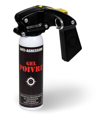 AEROSOL LACRYMOGENE ANTI-AGRESSION GEL POIVRE 100 ML AVEC POIGNEE