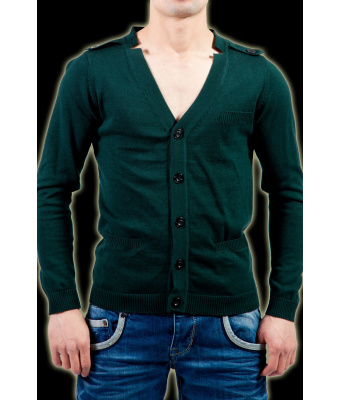 GILET BOUTONNE EN MAILLE VERT