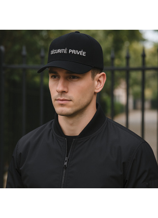 CASQUETTE SECURITE PRIVEE NOIRE REFLECTIVE BLANC