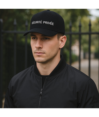 CASQUETTE SECURITE PRIVEE NOIRE REFLECTIVE BLANC