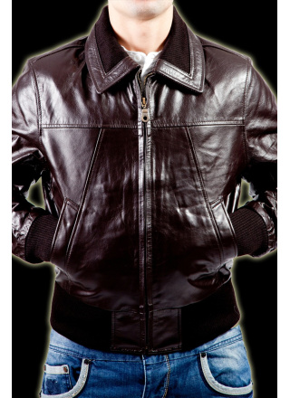 VESTE CUIR CORNEL MARRON