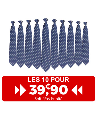 LE PACK DE 10 CRAVATE CLIP MARINE RAYÉE