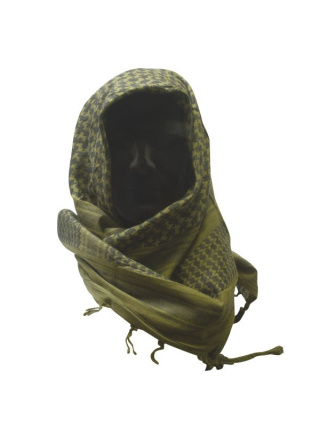 ECHARPE SHEMAGH VERT IMPRIME OLIVE NOIR 