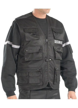 GILET NOIR REPORTER SECURITE 