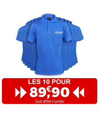   LE PACK DE 10 POLO BLEU MANCHE COURTE SECURITE