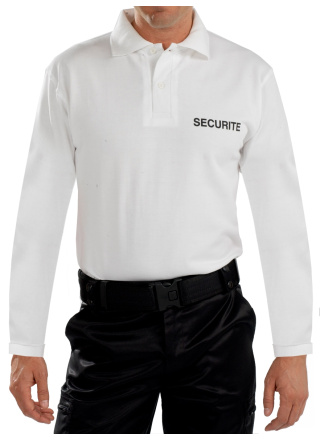 POLO SECURITE BLANC MANCHE LONGUE 