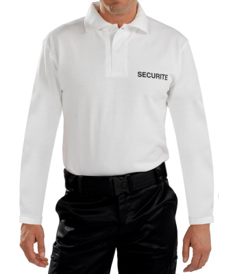 POLO SECURITE BLANC MANCHE LONGUE 