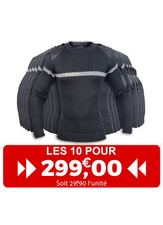 LE PACK DE 10 PULL OVER NOIR BANDE GRISE