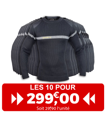 LE PACK DE 10 PULL OVER NOIR BANDE GRISE