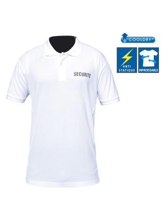 POLO COOLDRY BLANC IMPRIME SECURITE