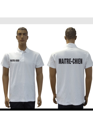 POLO BLANC MC IMPRIME MAITRE CHIEN