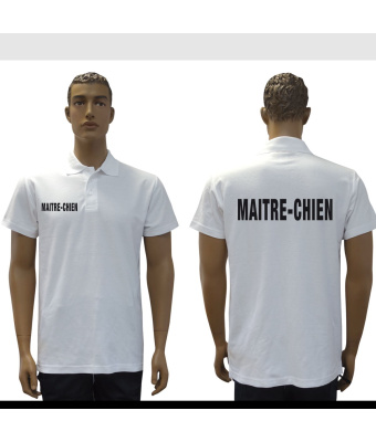 POLO BLANC MC IMPRIME MAITRE CHIEN