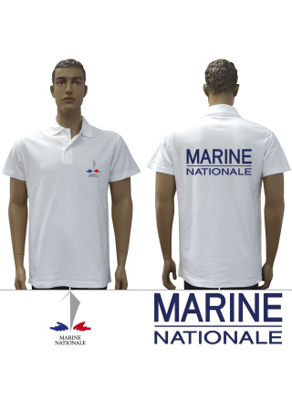 POLO BLANC MARINE NATIONALE