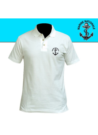 POLO BLANC MC IMPRIME MARINE NATIONALE