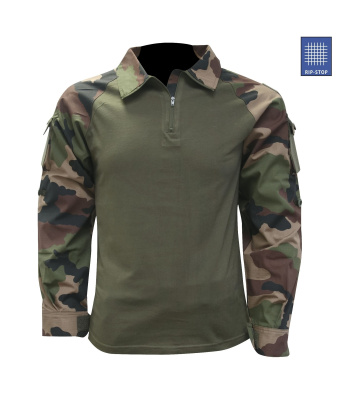 CHEMISE DE COMBAT TYPE UBAS COTON VERT ARMÉE ET CAMO CE