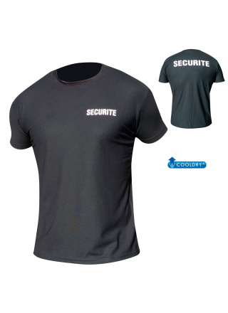 TEE SHIRT NOIR SECURITE COOLDRY MAILLE PIQUEE