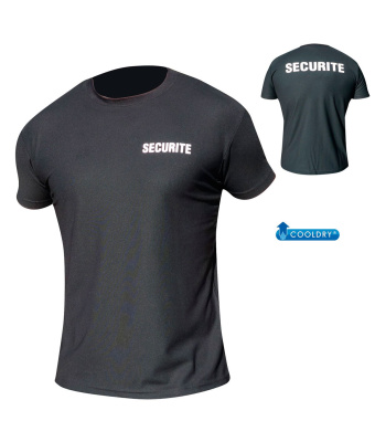 TEE SHIRT NOIR SECURITE COOLDRY MAILLE PIQUEE
