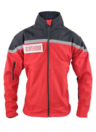 BLOUSON SOFTSHELL SECURITE INCENDIE ROUGE & NOIR