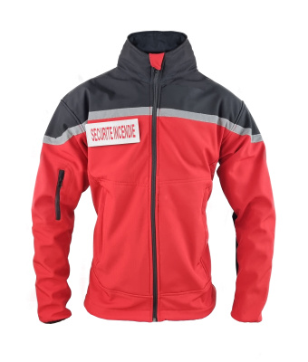 BLOUSON SOFTSHELL SECURITE INCENDIE ROUGE & NOIR