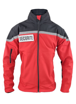 BLOUSON SOFTSHELL SECURITE ROUGE & NOIR