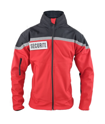 BLOUSON SOFTSHELL SECURITE ROUGE & NOIR